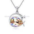 Fashion Swan Crystal Silver Plating Pendant Necklace